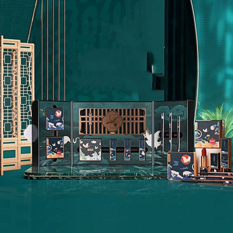 Chinoiserie Makeup Set – Carved Lipstick & Eyeshadow Luxury Beauty Kit 💄