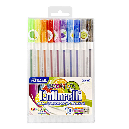 Collorelli Scented Glitter Color Gel Pen, Smooth Write (10-ct/Pack)