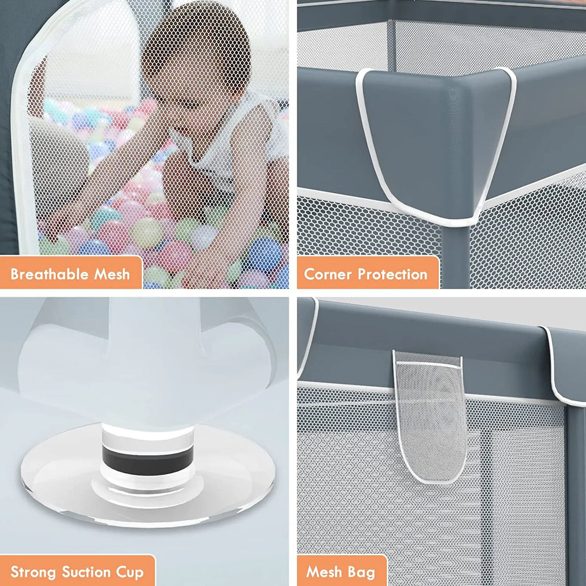 Large Baby Playpen79x71, Extra Large Play Pen For Babies And Toddlers, Play Yard With Gate, Baby Fence With Breathable Mesh, Safety Indoor & Outdoor Activity Center Grey G8Central.com