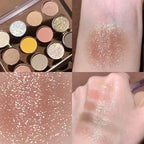 12 Color Rose Amber Eyeshadow Palette – Warm Tone Shimmer Eye Makeup ✨