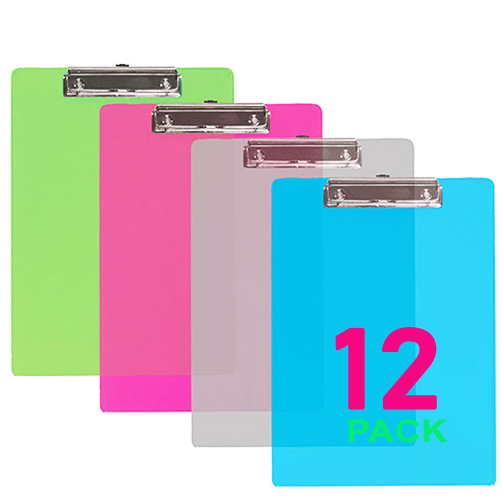 Memo Size Plastic Clipboard with Sturdy Low Profile Clip | 4-ct.