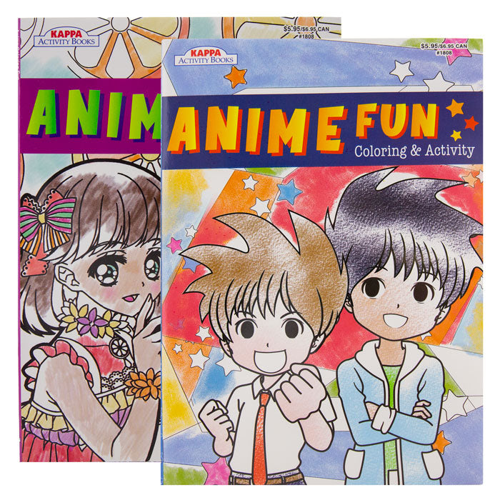 KAPPA Anime Fun Coloring & Activity Book 2 Titles, Gift for Kids Learning Drawing Coloring