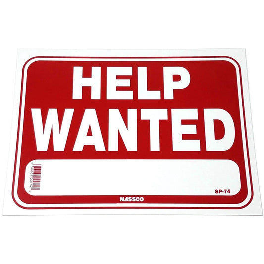 HELP WANTED signs with blank spaces for phone numbers, 9" H x 12" W, 2-Pack