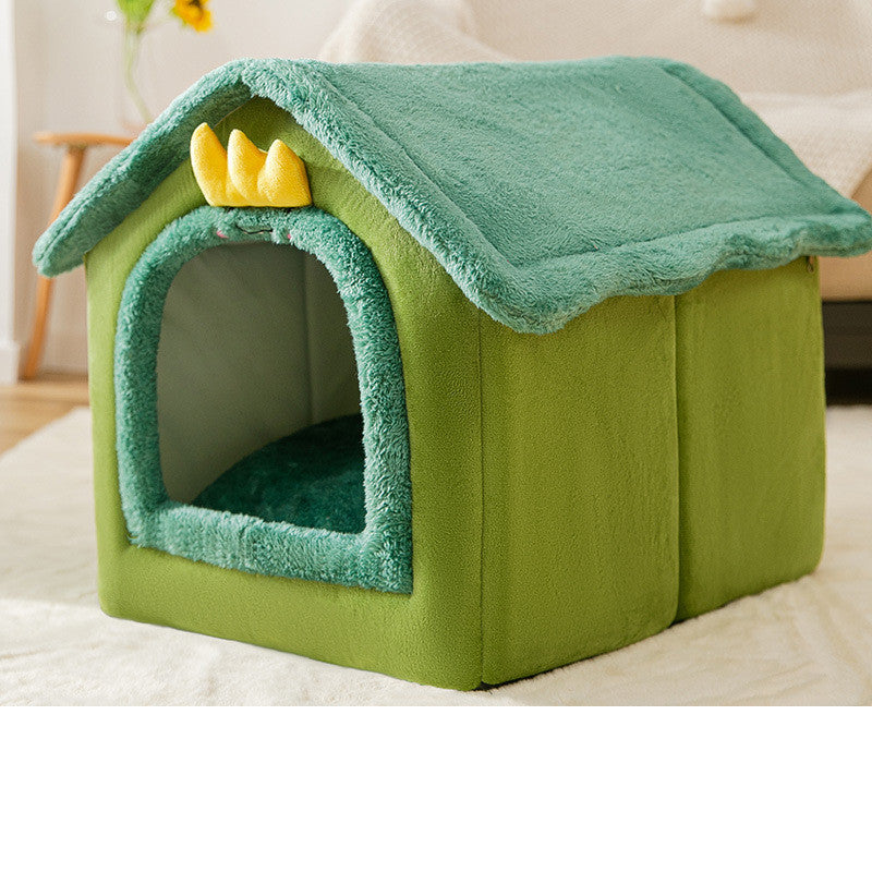 Foldable Pet Dog & Cat Bed – Warm Winter Kennel with Self-Warming, Plush Cave Nest, Multiple Sizes & Colors