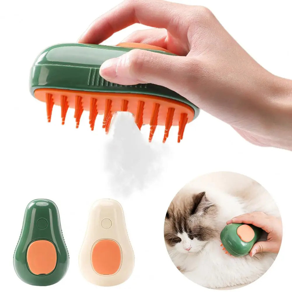 Steamy Cat Brush – Electric Self-Cleaning Steam Pet Comb for Cats & Dogs | Avocado Shape Grooming & Massage Brush
