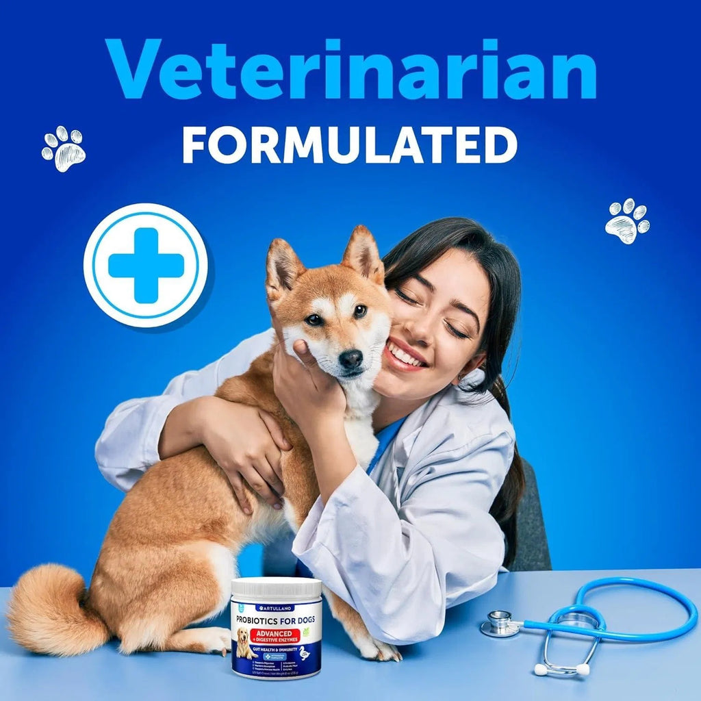 Dog Probiotics & Digestive Enzymes – Gut Health, Itchy Skin, Allergy & Immunity Support | 180 Chews