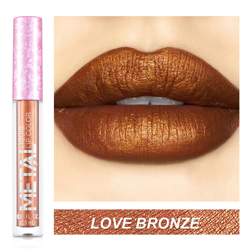 Metal Lip Gloss Waterproof Lipstick – Long Lasting Metallic Shine Lip Color 💄✨