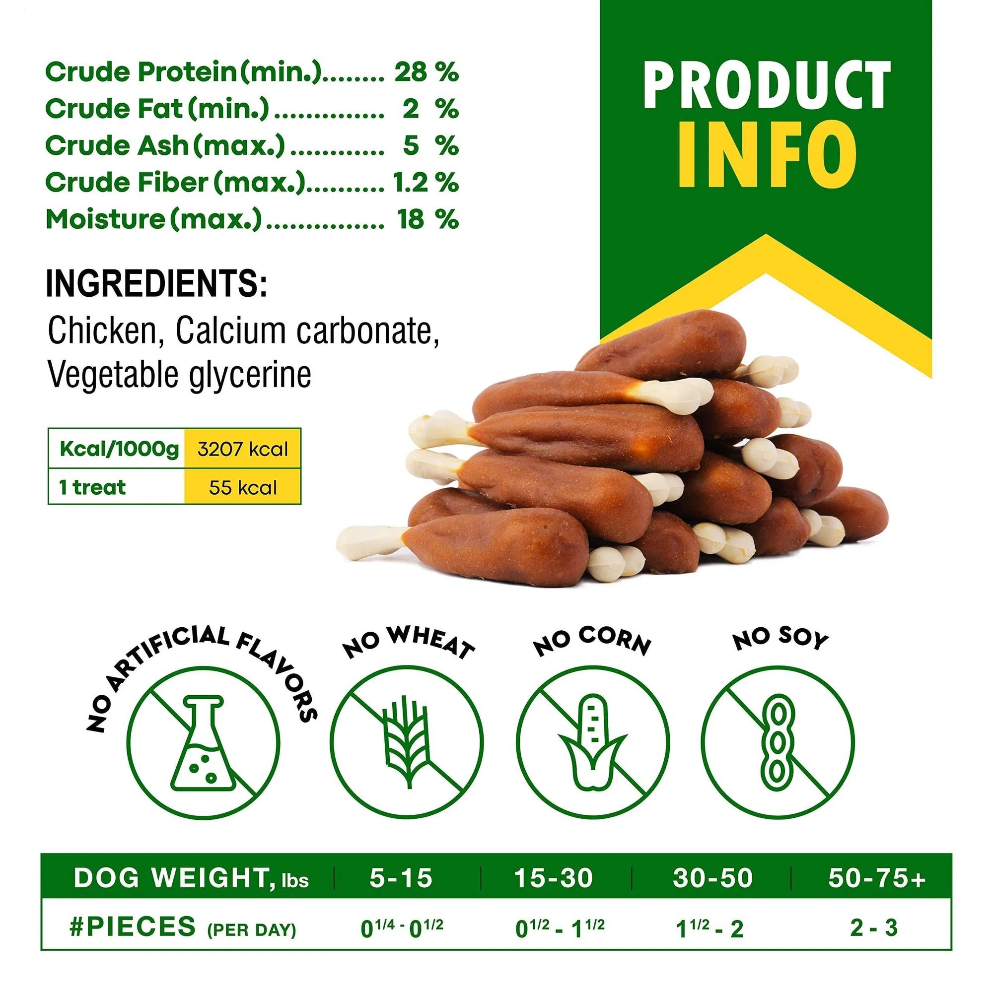 Dog Calcium Bones Wrapped in Chicken – Rawhide-Free Training Treats | Healthy Grain-Free Chews ✨