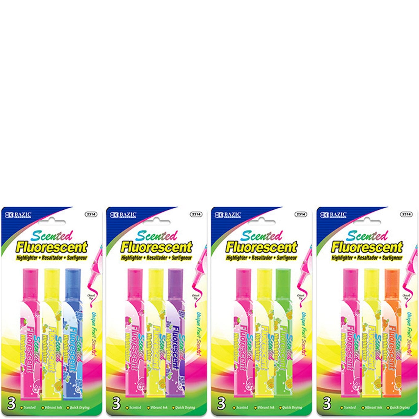 Fruit Scented Highlighters, Assorted Color Liquid Highlighters (3/Pack)