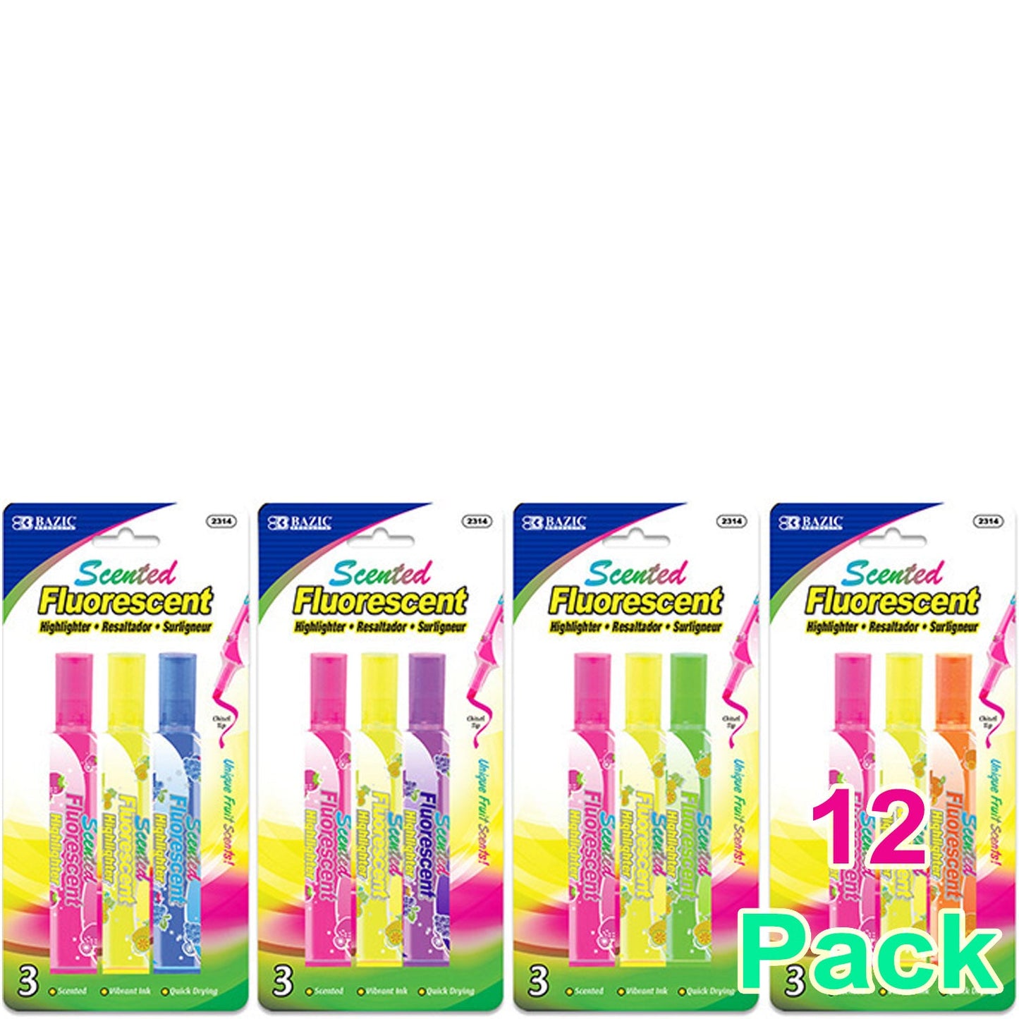 Fruit Scented Highlighters, Assorted Color Liquid Highlighters (3/Pack)