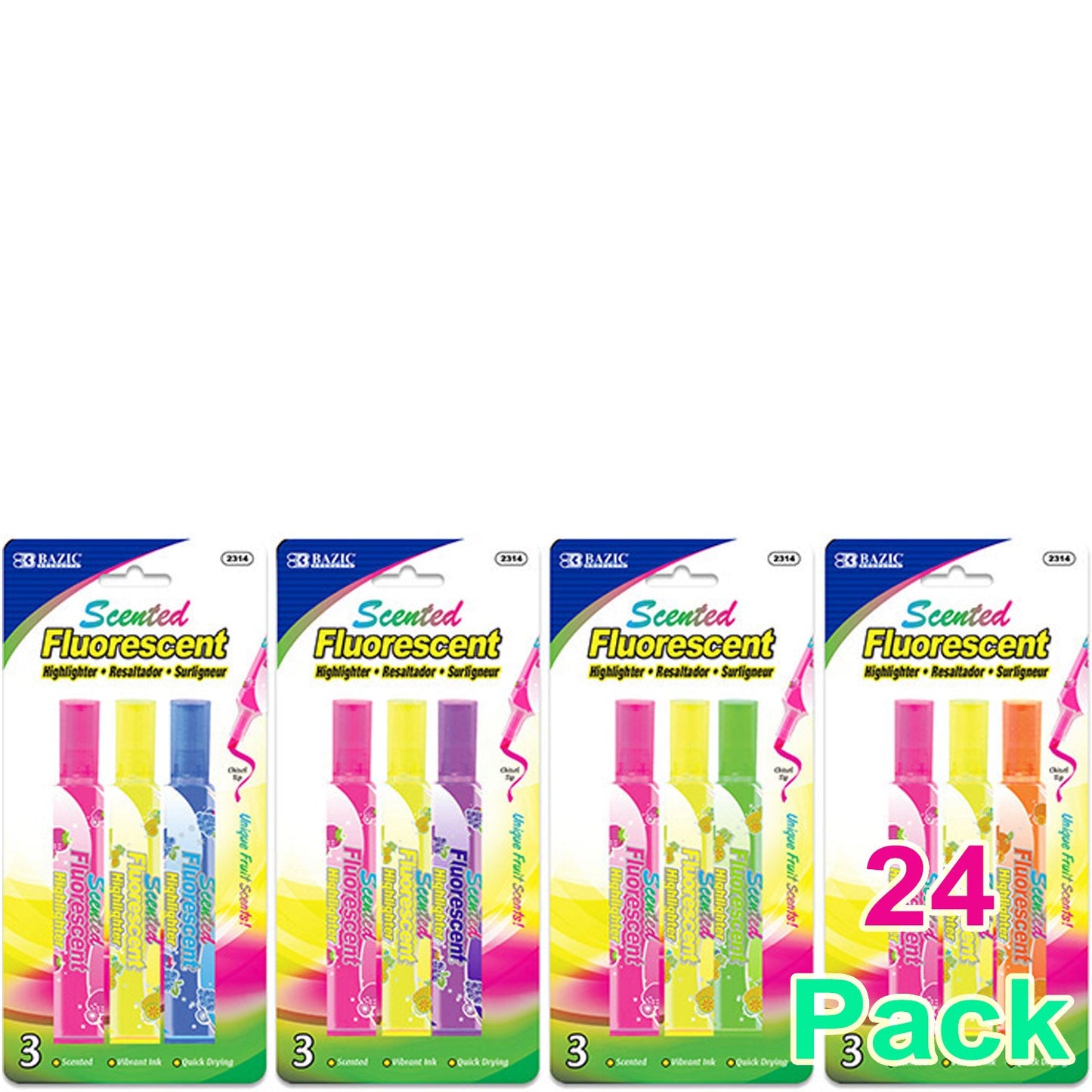 Fruit Scented Highlighters, Assorted Color Liquid Highlighters (3/Pack)