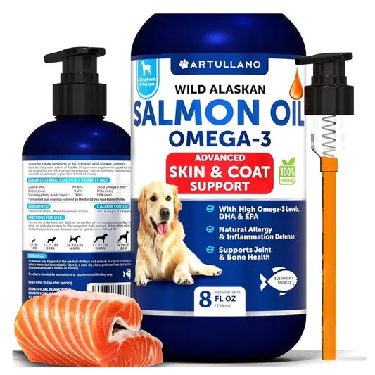 🐟 Wild Alaskan Salmon Oil for Dogs – Skin, Coat & Joint Support | 8 FL OZ 🐶✨