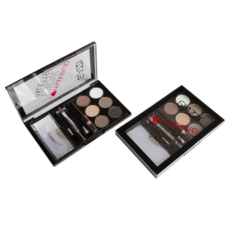 Natural Brown Eyebrow Powder Palette – Waterproof Brow Stamp Kit with Brush ✨