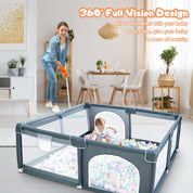 Large Baby Playpen79x71, Extra Large Play Pen For Babies And Toddlers, Play Yard With Gate, Baby Fence With Breathable Mesh, Safety Indoor & Outdoor Activity Center Grey