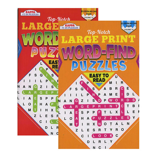 LARGE PRINT Top Notch Word Finds Puzzles - Digest Size | 2-Pack