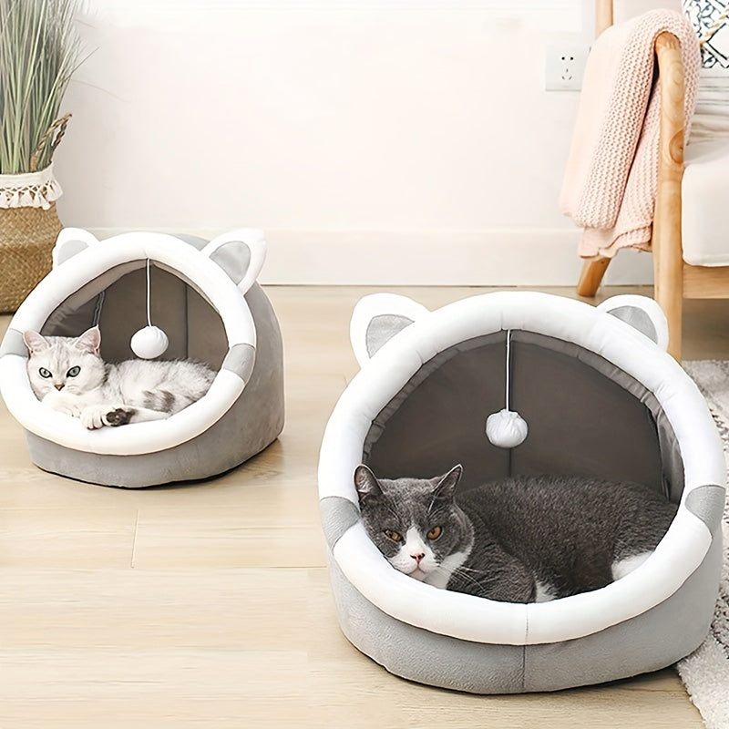 Cozy Cartoon Cat Cave Bed - Keep Your Kitten Warm And Snug In This Cute Pet House! Christmas Gift