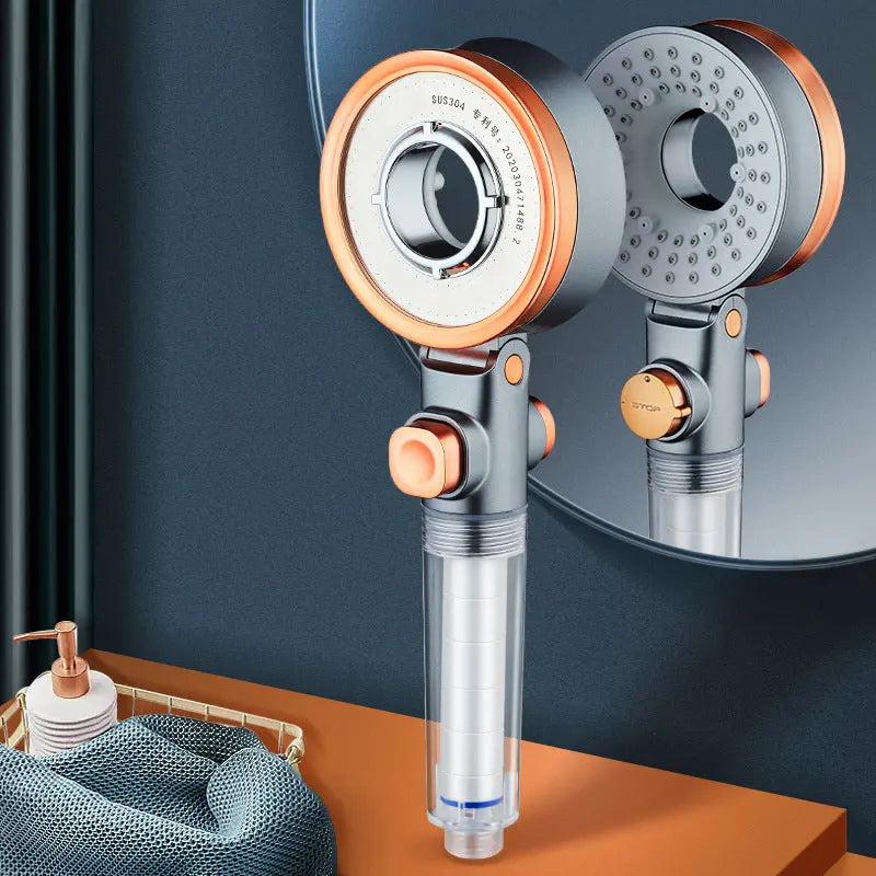Filtered Water Shower Head with Three-gear Pressurized Water Stop and De-chlorination Skin Care Beauty g8central.com