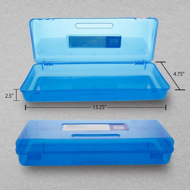 Plastic Pencil Case, Ruler Length Utility Box, Assorted Color, 12-Pack