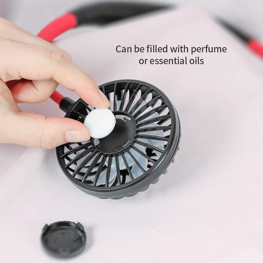 Mini Portable Hanging Neckband Fan USB Rechargeable Double Fans Air Cooler