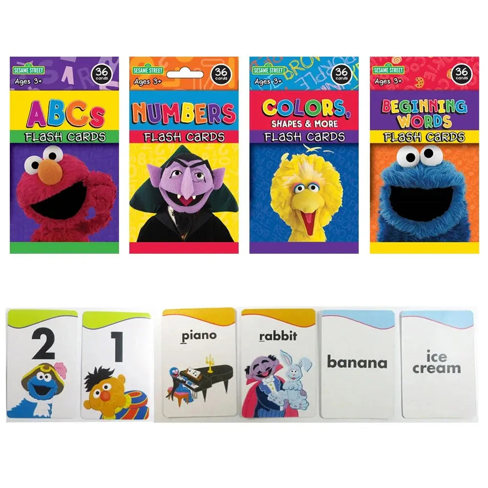 Educational Sesame Street Flash Card, Picture ABC Letters Words & Color Geometry Shape & Number & Alphabet, Flashcards Game For Preschool Kindergarten (36/Pack) G8Central