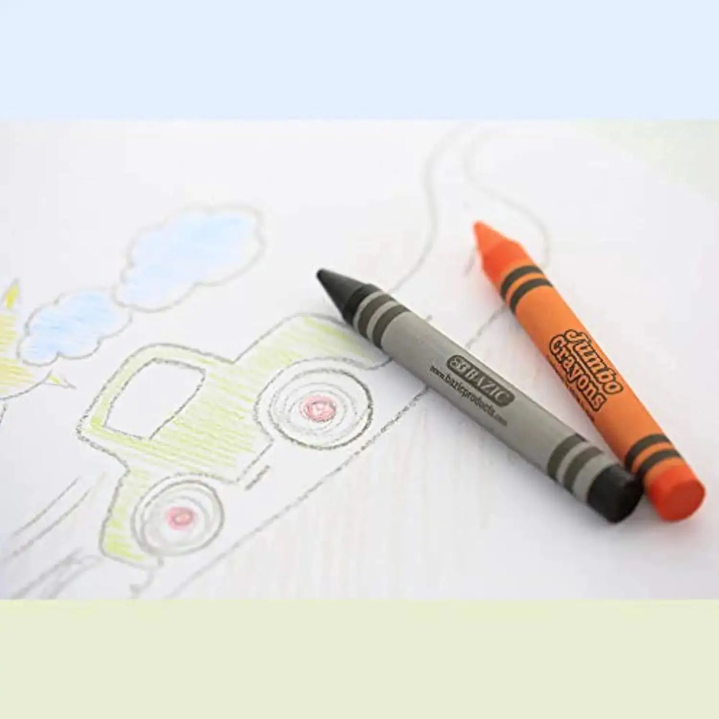 BAZIC 12 Color Premium Jumbo Crayons, Assorted Washable Coloring Set, School Art Gift for Kids Age 3+, 1-Pack.