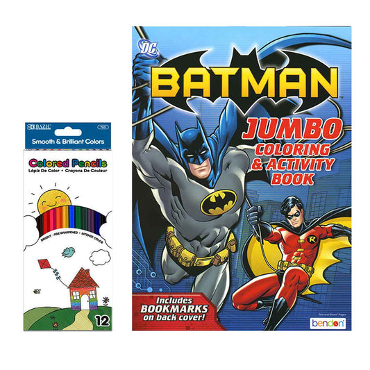 Batman 80pg Coloring Book & 12ct Colored Pencil- Assorted
