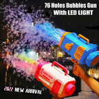 Bubble Gun Rocket 69 Holes Soap Bubbles Machine Gun Shape Automatic Blower With Light Toys For Kids Pomperos G8Central.com