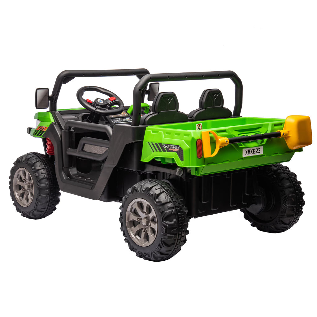 🚚 24V Kids Ride-On Dump Truck – 2-Seater UTV with 2×200W Motors, Working Dump Bed, Shovel & Parent Remote Control