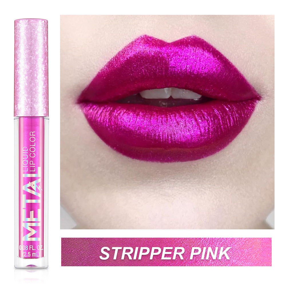 Metal Lip Gloss Waterproof Lipstick – Long Lasting Metallic Shine Lip Color 💄✨