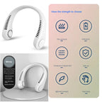 Hanging Neck Fan Portable Cooling Fan USB Leafless 360 Degree Neckband Fan 78 Surround Air Outlets 4000Mah Rechargeable g8central.com