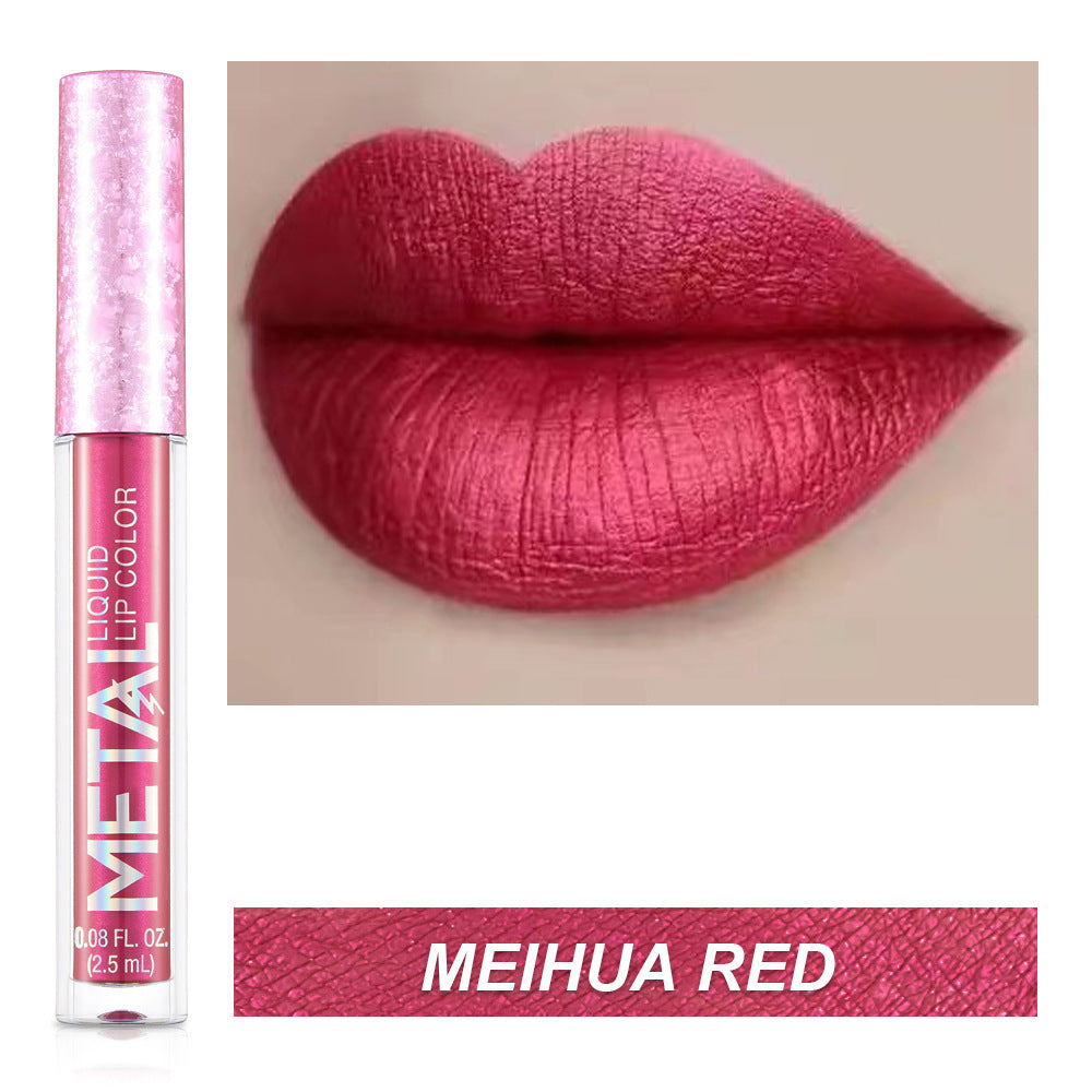 Metal Lip Gloss Waterproof Lipstick – Long Lasting Metallic Shine Lip Color 💄✨