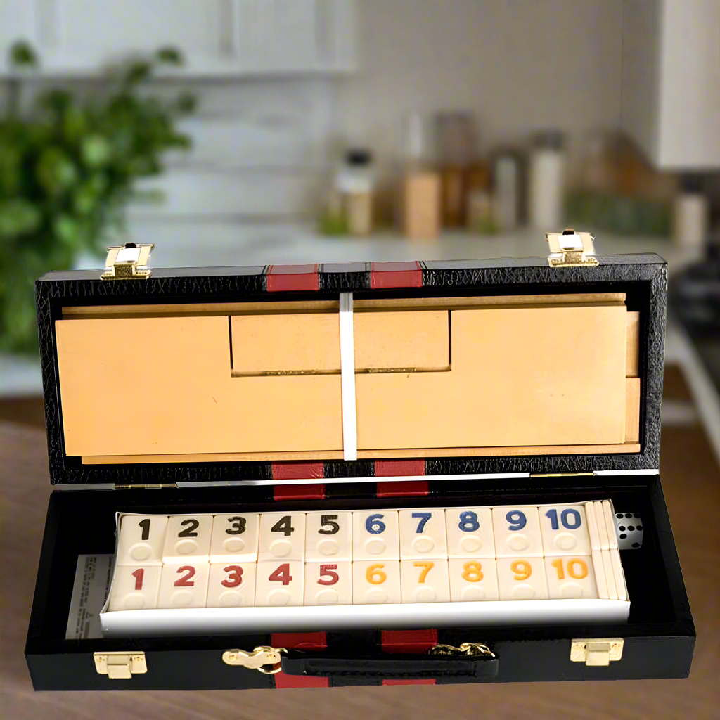 Deluxe Rummy Tile Games with Wooden Racks