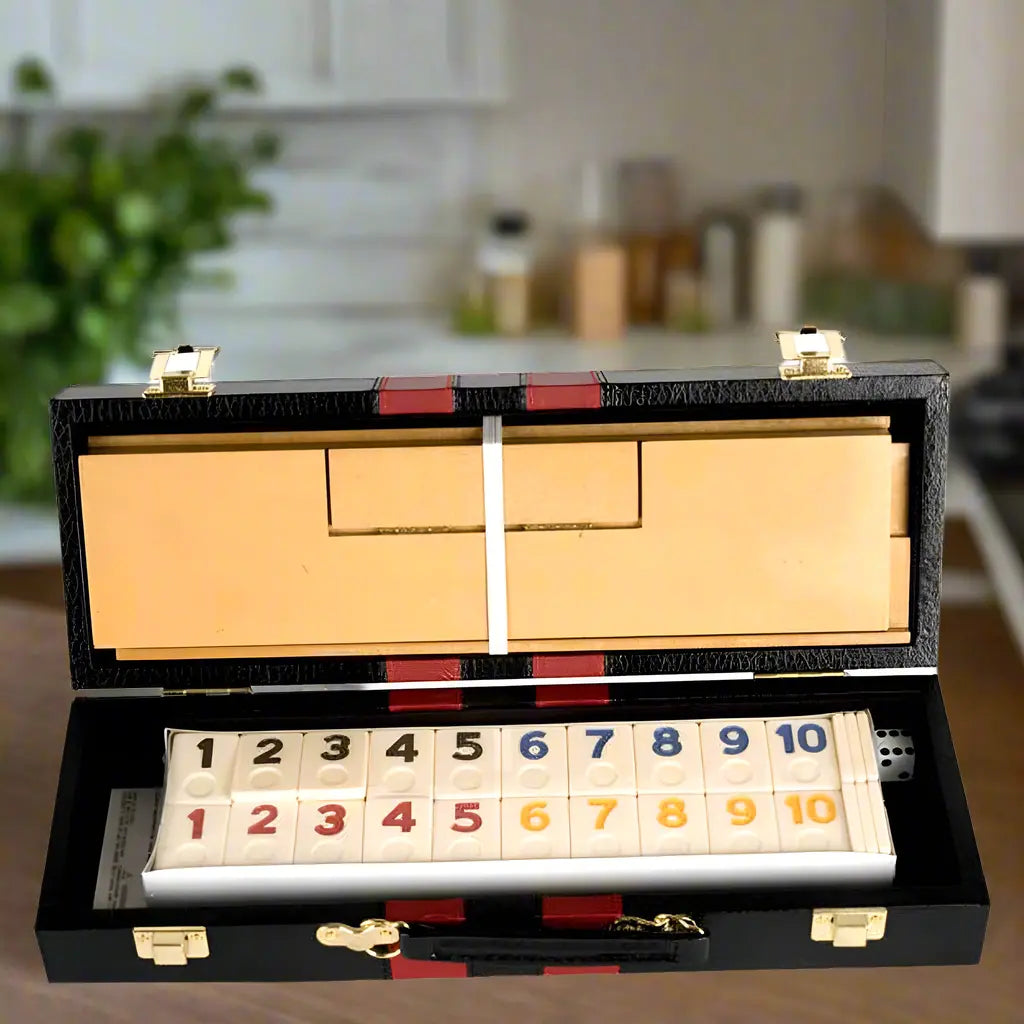 Deluxe Rummy Tile Game Set with Wooden Racks – 106 Tiles Classic Family Strategy Board Game🃏✨ G8Central