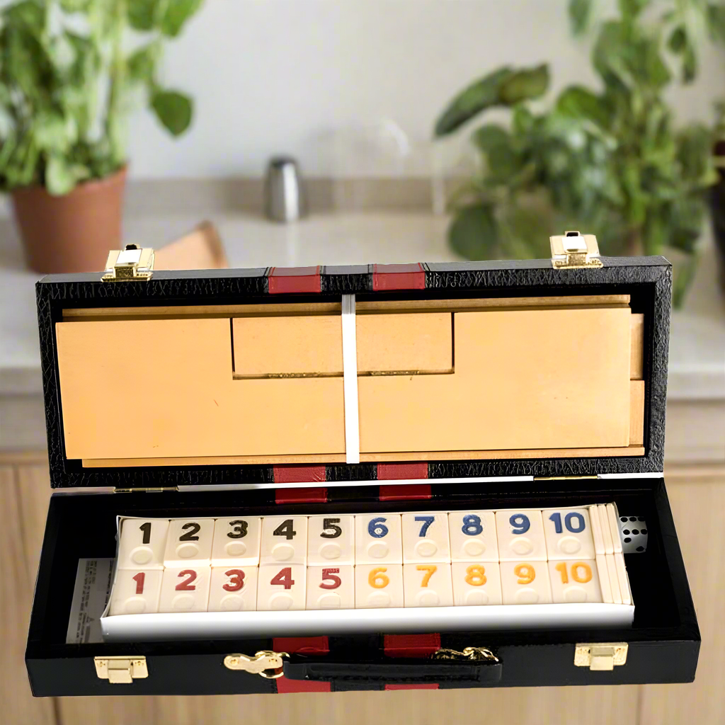 Deluxe Rummy Tile Games with Wooden Racks