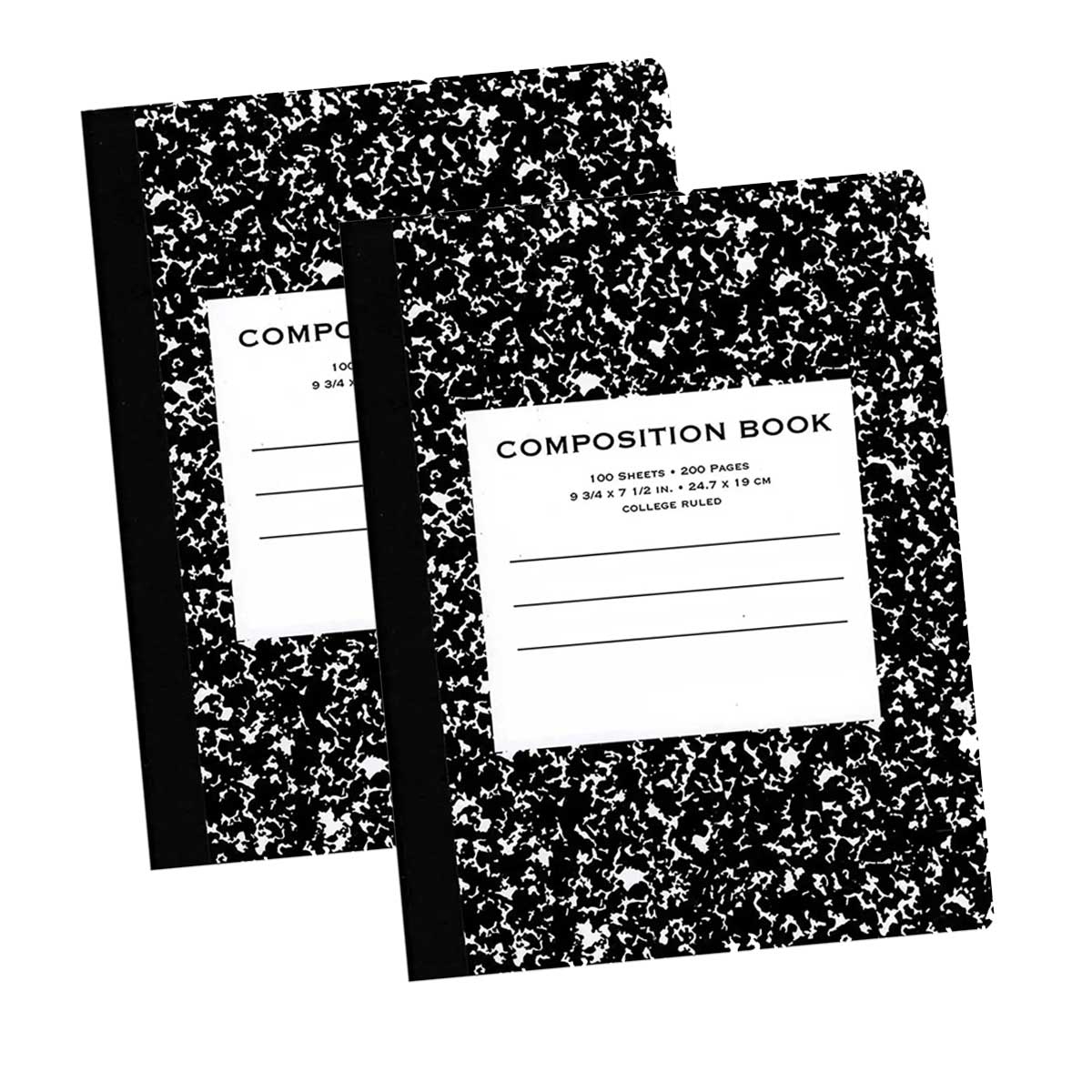 📓🖤 Black Marble Composition Notebook – College Ruled, 100 Sheets | Classic Writing Notebook