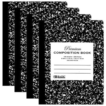Composition Book College Ruled 100 Ct. 9 3/4 x 7 1/2 in. | Black Marble