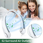 Hanging Neck Fan Portable Cooling Fan USB Leafless 360 Degree Neckband Fan 78 Surround Air Outlets 4000Mah Rechargeable g8central.com