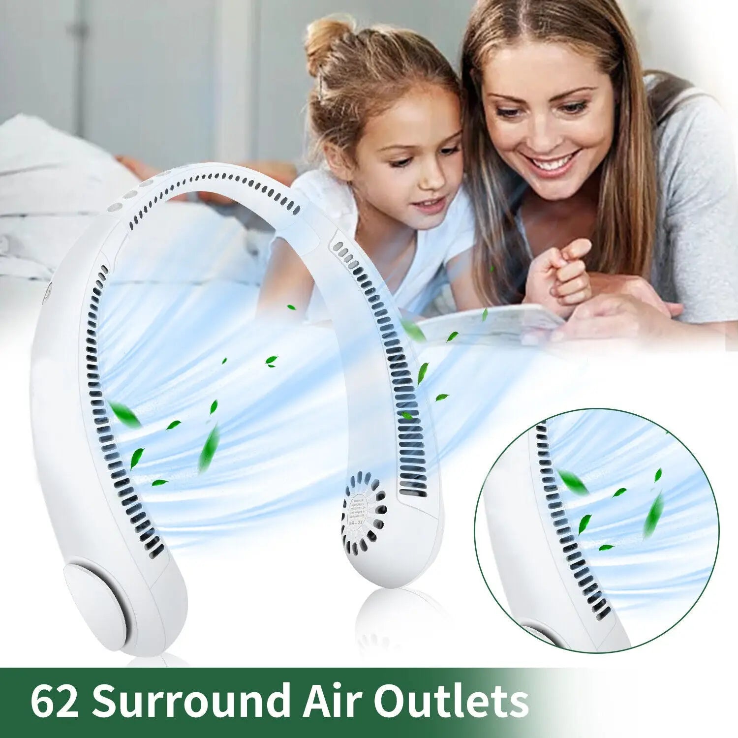 Hanging Neck Fan Portable Cooling Fan USB Leafless 360 Degree Neckband Fan 78 Surround Air Outlets 4000Mah Rechargeable g8central.com