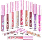 Metal Lip Gloss Waterproof Lipstick – Long Lasting Metallic Shine Lip Color 💄✨