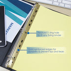 Binder 11-Hole Index Divider with Canary Paper Insertable Color Tabs, 8-count
