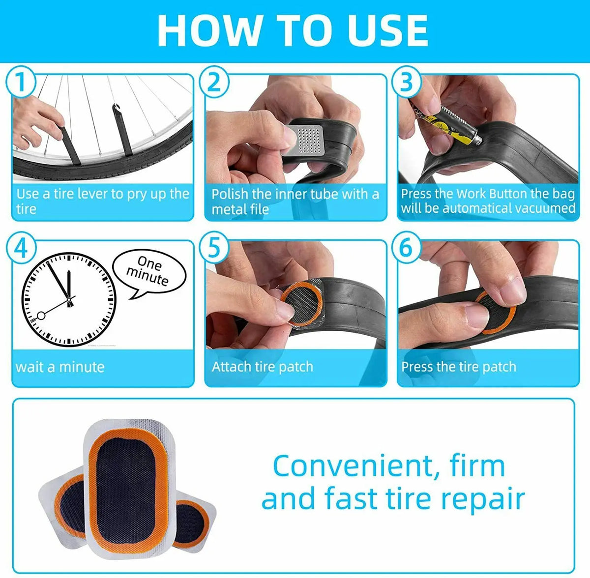 Bike Patch Kit Bicycle Tire Repair Inner Tube Fix Puncture Glue Patches Tool Set g8central.com