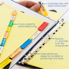 Binder 11-Hole Index Divider with Canary Paper Insertable Color Tabs, 8-count