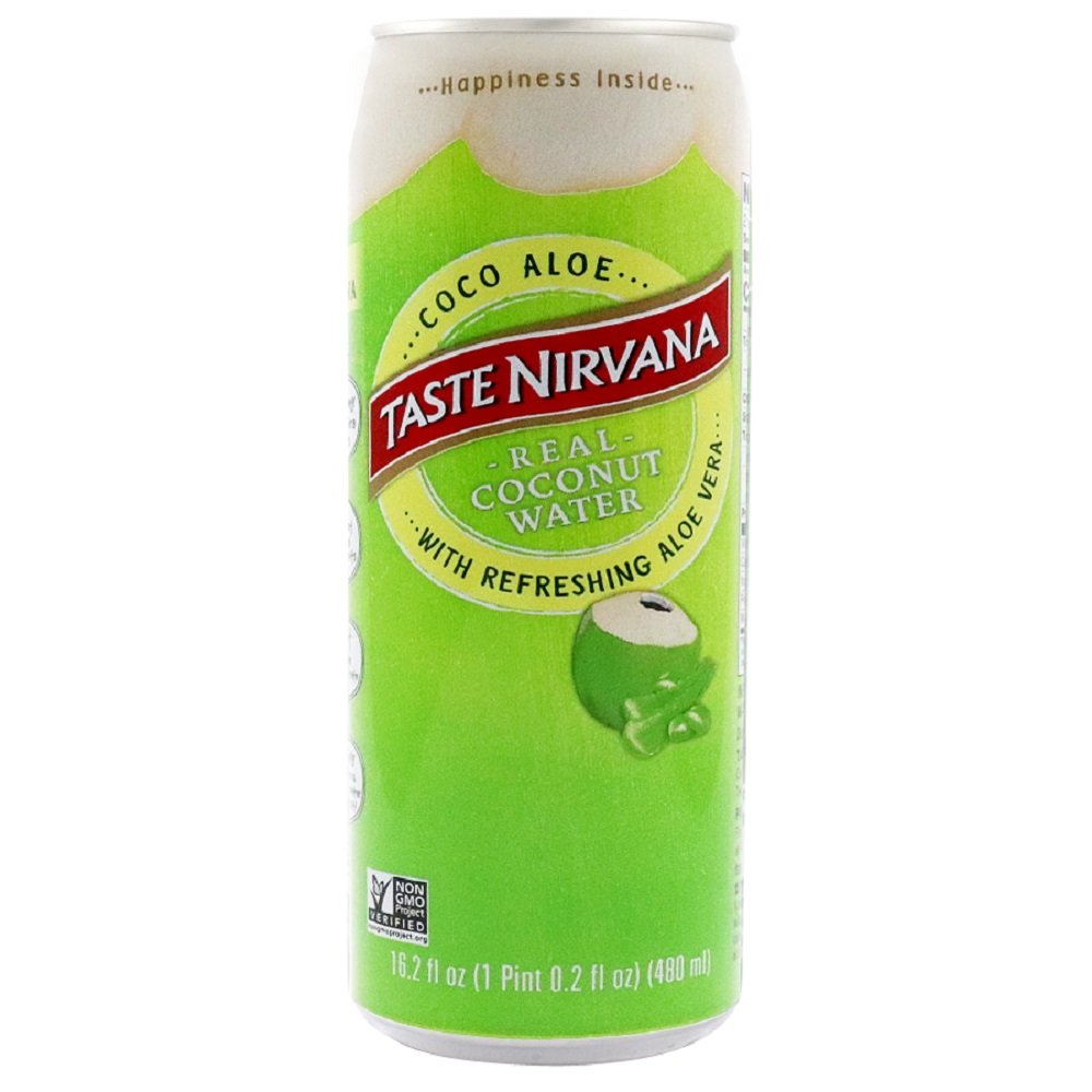 Taste Nirvana Real Coconut Water, COCO ALOE with Refreshing Aloe Vera, 16.2 FL Oz, 12 Ct