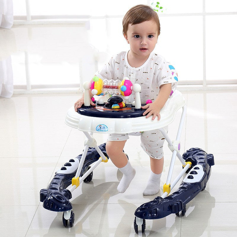 Multifunctional Baby Walker with Music & Anti-Rollover Base | 5-Height Adjustable Infant Walking Aid (0–12 Months)