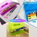 Plastic Pencil Case, Ruler Length Utility Box, Assorted Color, 12-Pack