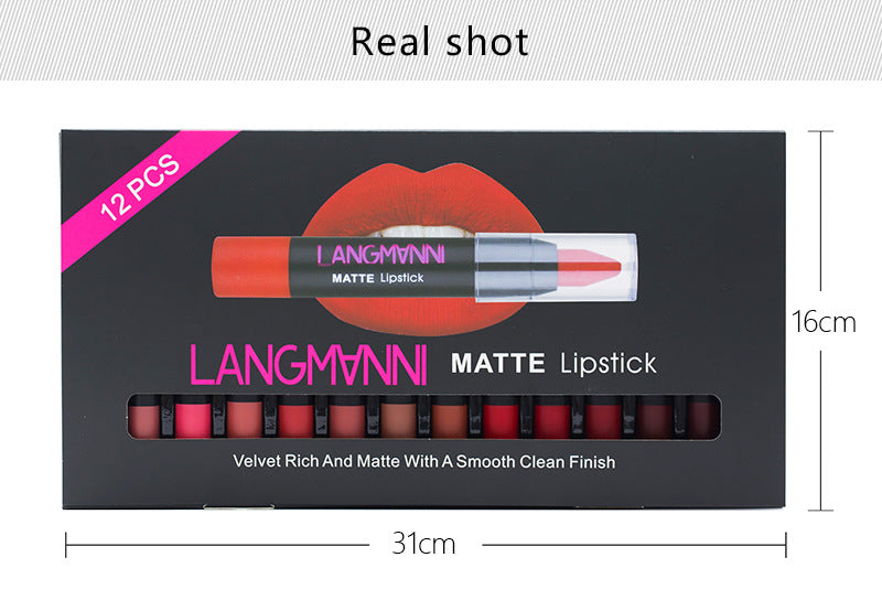 12 Non-Stick Cup Matte Lipstick Set – Long Lasting Liquid Lip Gloss Collection 💄✨