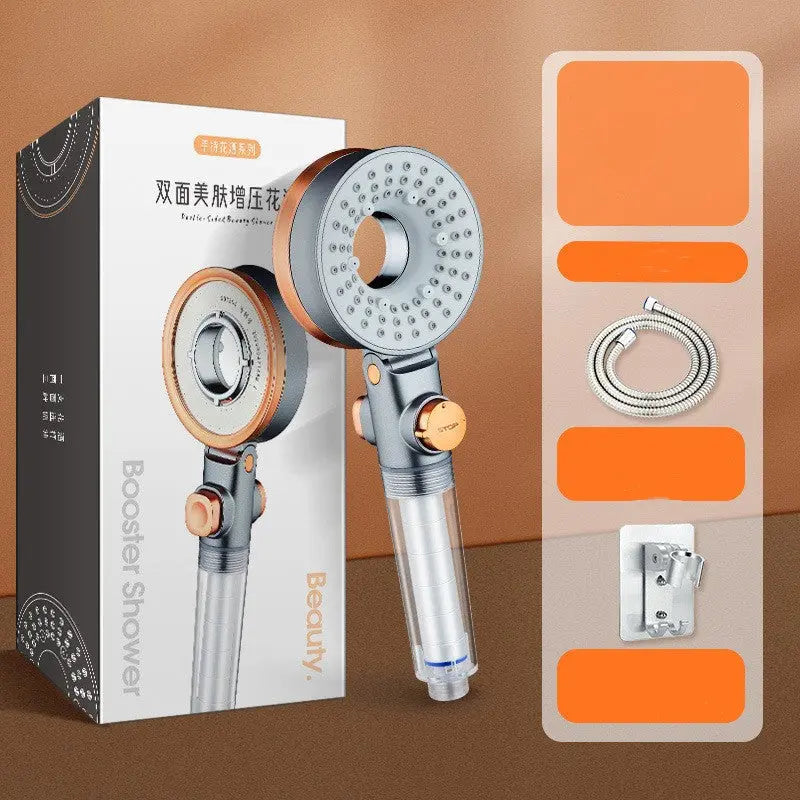 Filtered Water Shower Head with Three-gear Pressurized Water Stop and De-chlorination Skin Care Beauty g8central.com