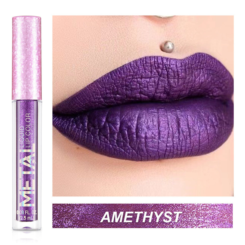 Metal Lip Gloss Waterproof Lipstick – Long Lasting Metallic Shine Lip Color 💄✨