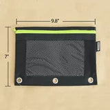 3 Ring Pencil Pouch, Mesh Window, Neon Black Color 144-pcs