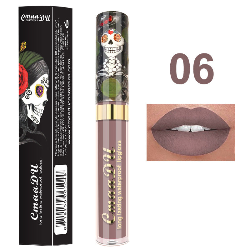 Light Metal Pearlescent Skull Lip Gloss – Shiny Metallic Liquid Lipstick 💄✨